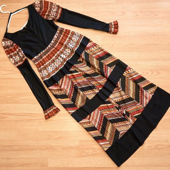 Vintage 60s Jean Varon Printed Maxi Babydoll Dress, Size XS, Made in England - Picture 8 of 10